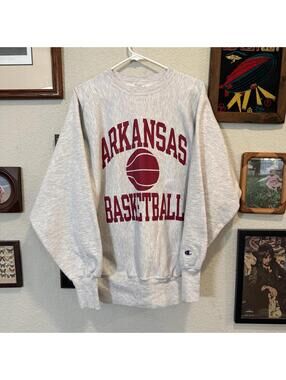 Vintage 80s/90s RARE Champion Arkansas Razorbacks Basketball Sweatshirt Size XL